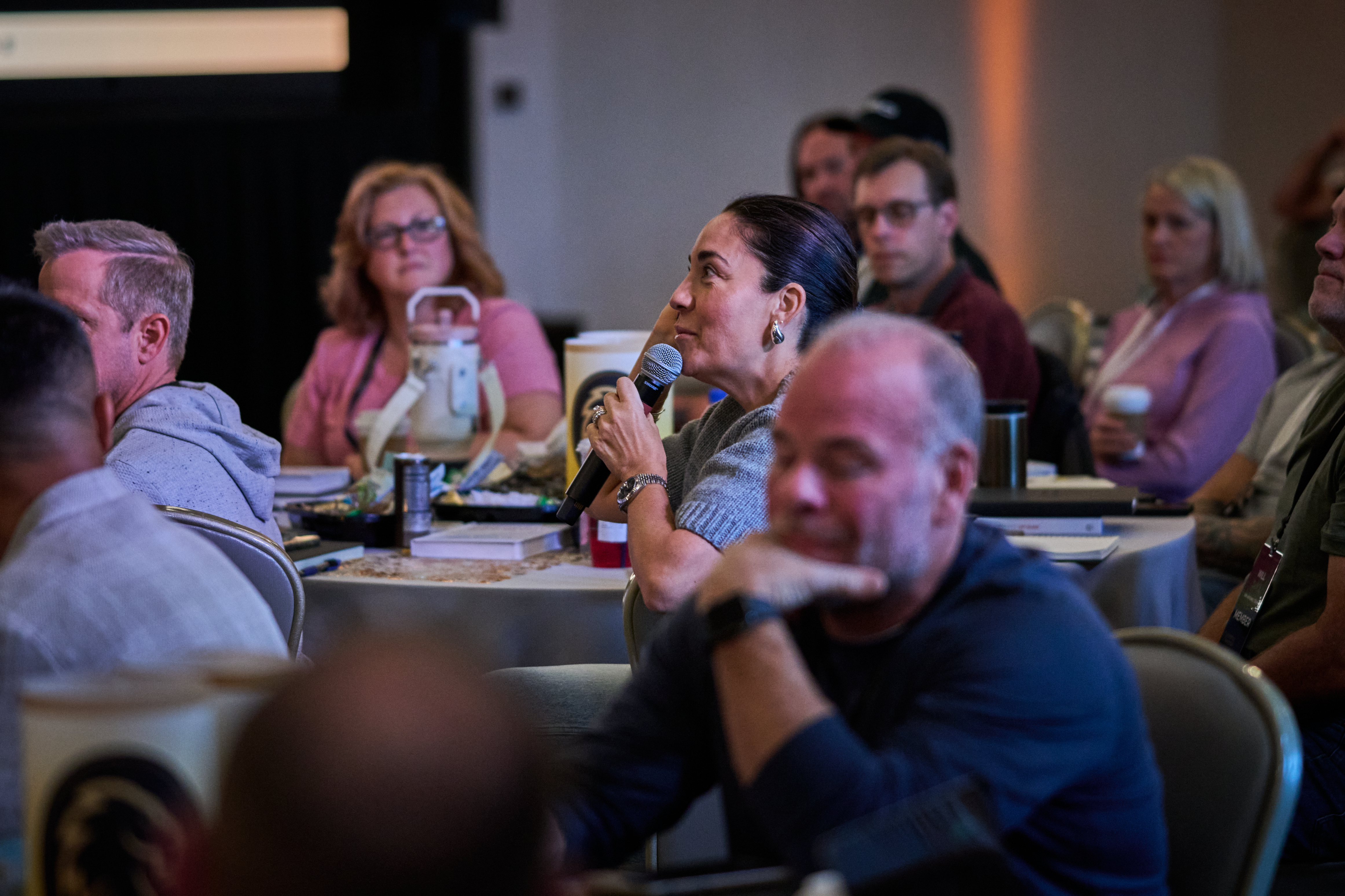 A member speaking from the table during a session